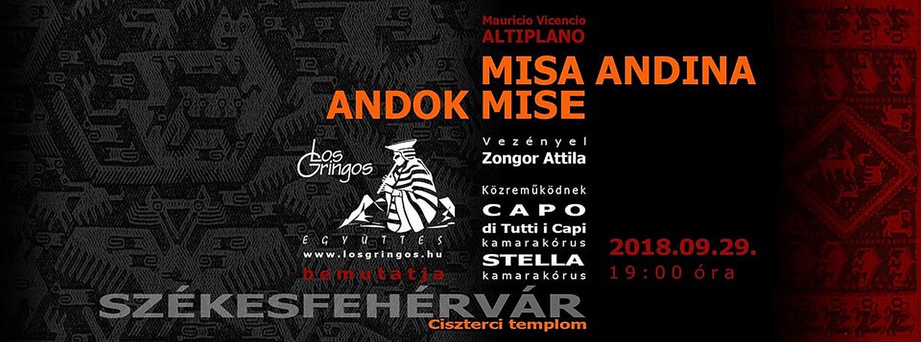 Misa andina - andoki mise lesz a Ciszterci templomban a Los Gringos együttessel